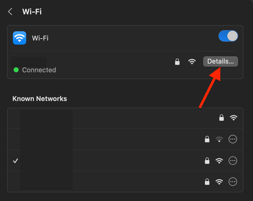 click details on connected wifi